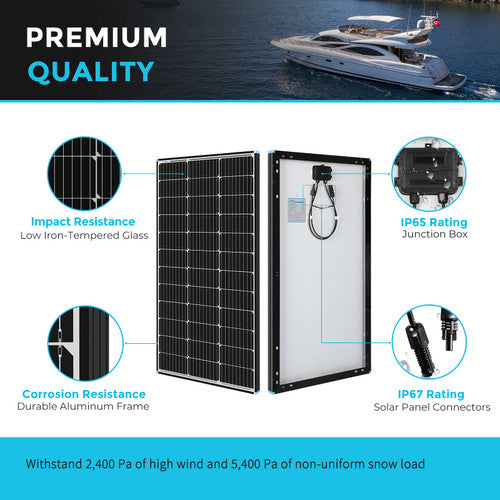 100 Watt 12 Volt Monocrystalline Solar Panel