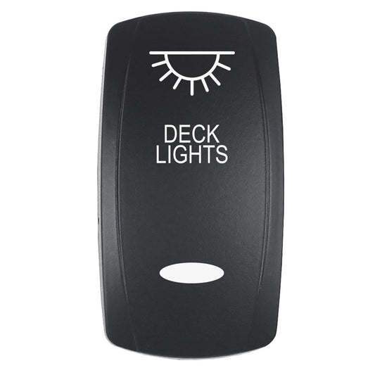 Pacer Actuator - 'DECK LIGHTS' f/V Series Contura Switches - Black - Laser Etched (Top/Bottom Light)