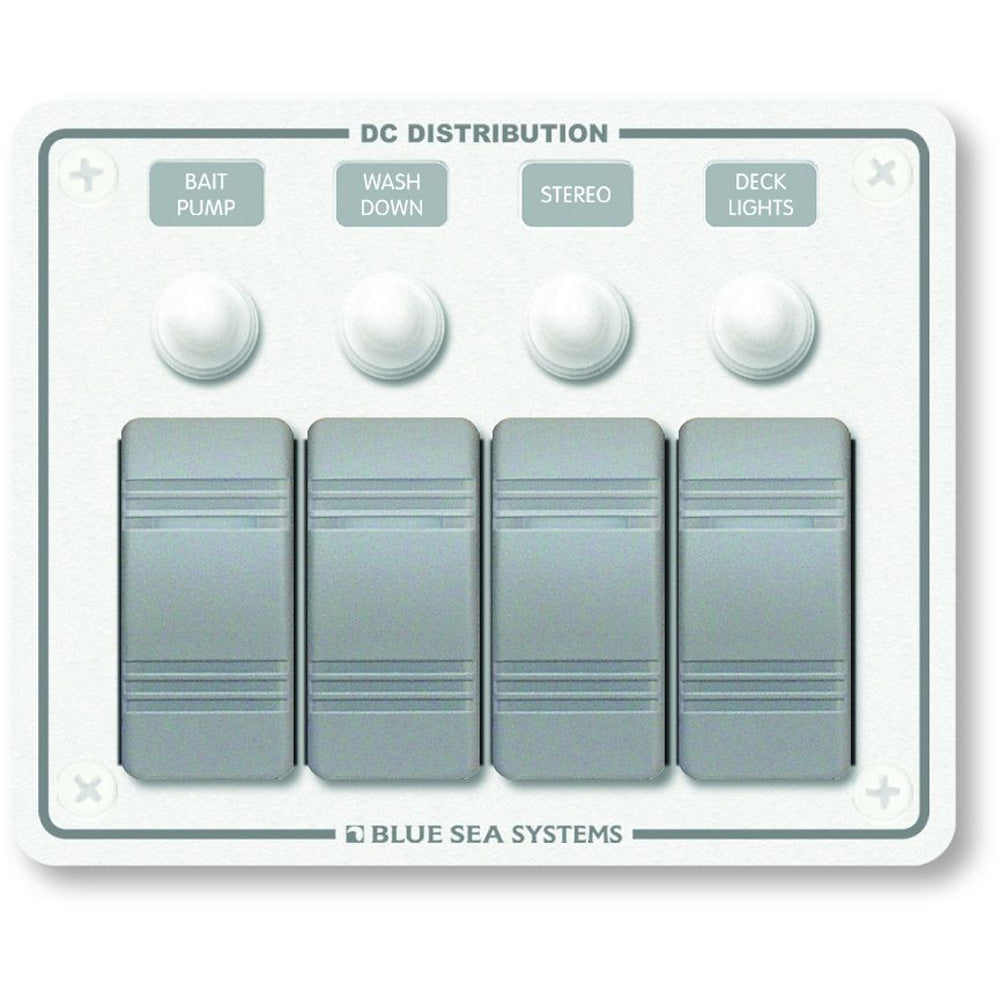 Blue Sea 8272 Water Resistant Panel - 4 Position - White - Horizontal Mount