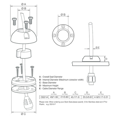 Scanstrut DS21A-S Vertical Cable Seal - Stainless Steel