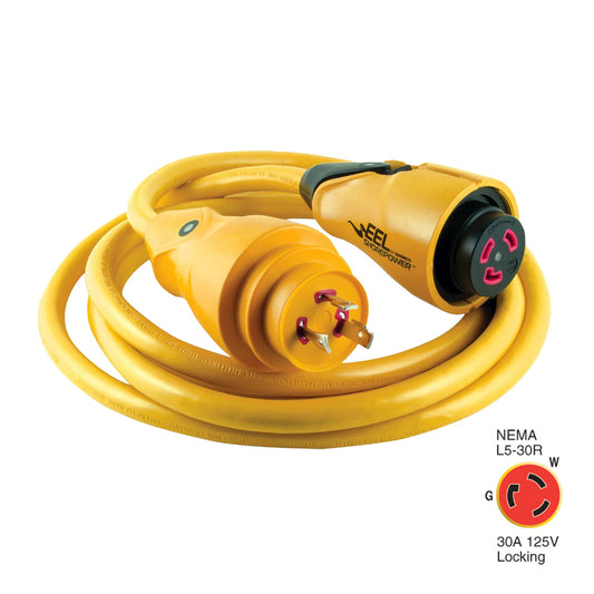 Marinco CS30-12 EEL 30A 125V Shore Power Cordset - 12' - Yellow