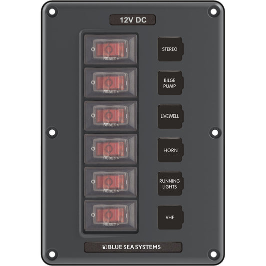 Blue Sea 4322 Circuit Breaker Switch Panel 6 Position - Gray