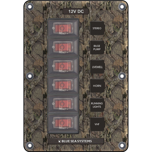 Blue Sea 4325 Circuit Breaker Switch Panel 6 Position - Camo