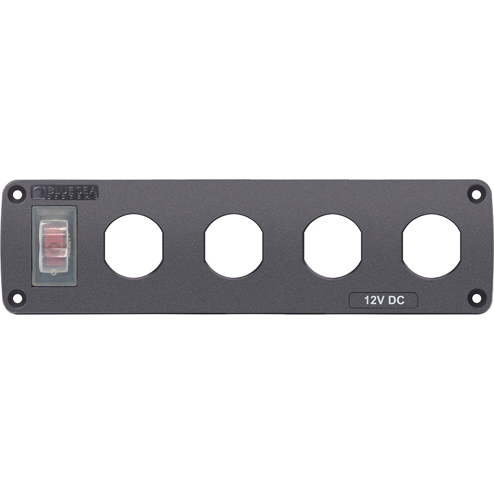 Blue Sea Water Resistant USB Accessory Panel - 15A Circuit Breaker, 4x Blank Apertures