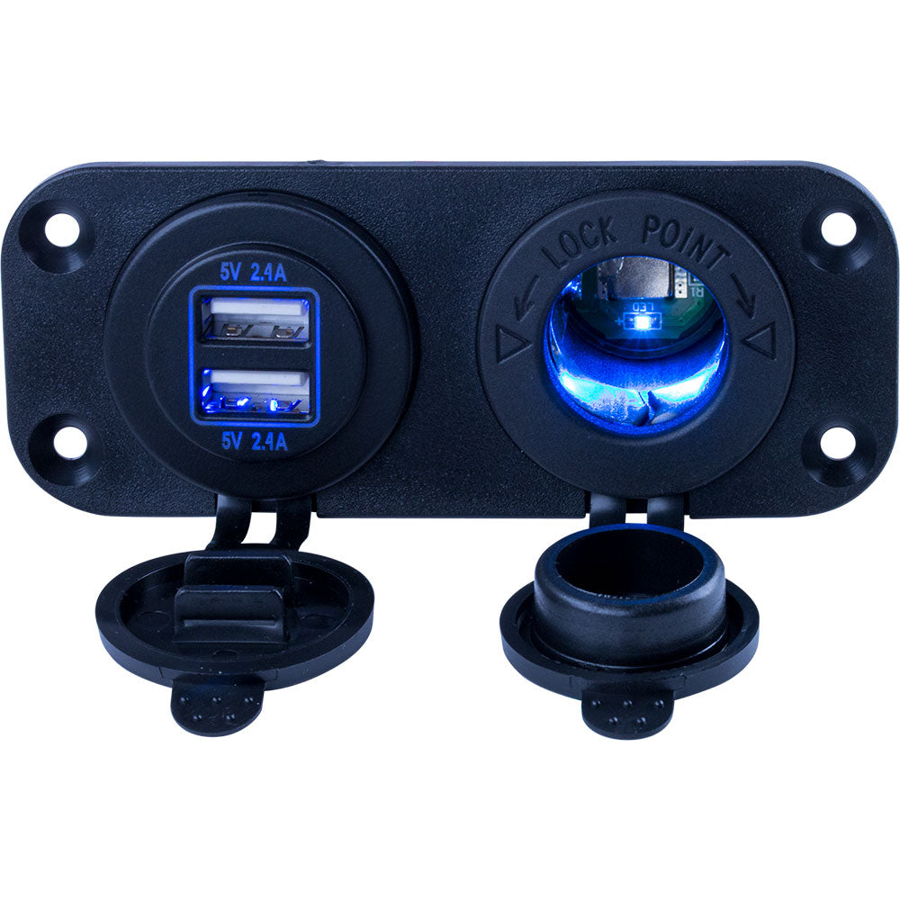 Sea-Dog Double USB  Power Socket Panel