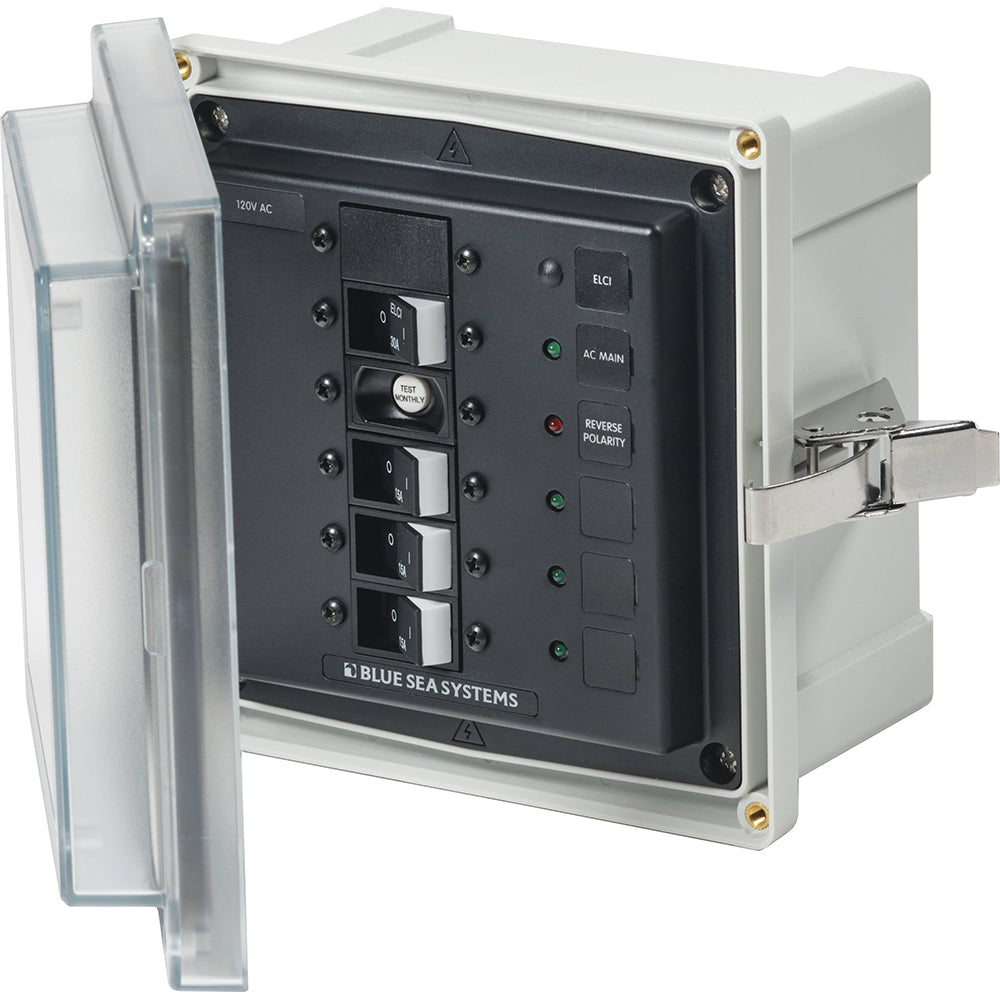 Blue Sea 3128 - SMS Panel Enclosure w/ELCI (30A)  3 Branch (15A) - 120V AC